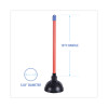 Toilet Plunger, 18" Plastic Handle, 5.63" Dia, Red/Black, 6/Carton