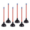 Toilet Plunger, 18" Plastic Handle, 5.63" Dia, Red/Black, 6/Carton