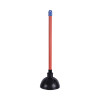 Toilet Plunger, 18" Plastic Handle, 5.63" Dia, Red/Black