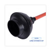 Toilet Plunger, 18" Plastic Handle, 5.63" Dia, Red/Black