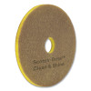 Clean And Shine Pad, 20" Diameter, Brown/Yellow, 5/Carton