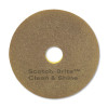 Clean And Shine Pad, 17" Diameter, Brown/Yellow, 5/Carton