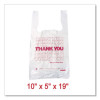 Thank You High-Density Shopping Bags, Have a Nice Day Labeling, Cut-Out Handles, 10" x 5" x 19", White/Red, 2,000/Carton