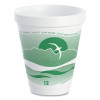 Horizon Hot/Cold Foam Drinking Cups, 12 Oz, White/Green, 25/Bag, 40 Bags/Carton