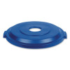 Bottle/Can Recycling Top For Brute 32 Gal Containers, Round Openings, 9.8w x 22.9d x 22.3h, Blue