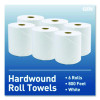 Hardwound Roll Towels, 1-Ply, 8" x 800 Ft, White, 6 Rolls/Carton
