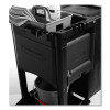 Executive Janitorial Cleaning Cart, Plastic, 4 Shelves, 1 Bin, 21.75" x 46" x 38.38", Black