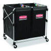 Two-Compartment Collapsible X-Cart, Synthetic Fabric, 2.49 Cu Ft Bins, 24.1" x 35.7" x 34", Black/Silver