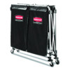 Two-Compartment Collapsible X-Cart, Synthetic Fabric, 2.49 Cu Ft Bins, 24.1" x 35.7" x 34", Black/Silver