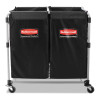 Two-Compartment Collapsible X-Cart, Synthetic Fabric, 2.49 Cu Ft Bins, 24.1" x 35.7" x 34", Black/Silver