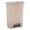 Streamline Resin Step-On Container, Front Step Style, 24 Gal, Polyethylene, Beige