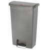 Slim Jim Streamline Resin Step-On Container, Front Step Style, 18 Gal, Polyethylene, Gray