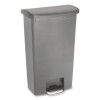Slim Jim Streamline Resin Step-On Container, Front Step Style, 18 Gal, Polyethylene, Gray