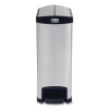 Slim Jim Stainless Steel Step-On Container, End Step Style, 13 Gal, Stainless Steel, Black