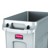 Slim Jim Waste Container With Handles, 16 Gal, Plastic, Light Gray