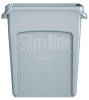 Slim Jim Waste Container With Handles, 16 Gal, Plastic, Light Gray