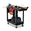 Heavy Duty Adaptable Utility Cart, Plastic, 2 Shelves, 500 Lb Capacity, 17.8" x 46.2" x 36", Black