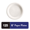 Paper Dinnerware, Plate, 6" Dia, White, 125/Pack