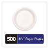 Paper Dinnerware, Plate, 8.75" Dia, White, 500/Carton