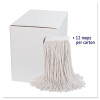 Premium Cut-End Wet Mop Heads, Cotton, 24 Oz, White, 12/Carton