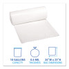 Low-Density Waste Can Liners, 10 Gal, 0.4 Mil, 24" x 23", White, Perforated Roll, 25 Bags/Roll, 20 Rolls/Carton