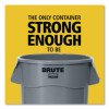 Vented Round Brute Container, 10 Gal, Plastic, Gray