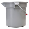Brute Round Utility Pail, 14 Qt, Plastic, Gray, 12" Diameter