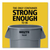 Vented Round Brute Container, 20 Gal, Plastic, Gray