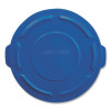 Brute Self-Draining Flat Top Lids For 32 Gal Round Brute Containers, 22.25" Diameter, Blue