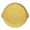 Brute Self-Draining Flat Top Lids For 32 Gal Round Brute Containers, 22.25" Diameter, Yellow