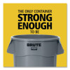 Vented Round Brute Container, 32 Gal, Plastic, Blue