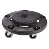 Brute Round Twist On/Off Dolly, 250 Lb Capacity, 18" Dia x 6.63"h, Fits 20 To 55 Gallon Brute Containers, Black