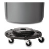 Brute Round Twist On/Off Dolly, 250 Lb Capacity, 18" Dia x 6.63"h, Fits 20 To 55 Gallon Brute Containers, Black
