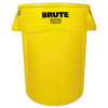 Vented Round Brute Container, 44 Gal, Plastic, Yellow