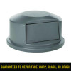 Round Brute Dome Top Receptacle, Push Door For 44 Gal Containers, 24.81" Diameter x 12.63h, Gray