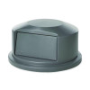 Round Brute Dome Top Receptacle, Push Door For 44 Gal Containers, 24.81" Diameter x 12.63h, Gray