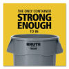 Vented Round Brute Container, 55 Gal, Plastic,  Gray