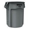 Vented Round Brute Container, 55 Gal, Plastic,  Gray