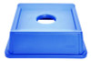 Untouchable Bottle And Can Recycling Top, Round Opening,  20.13w x 20.13d x 6.25h, Blue