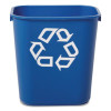 Deskside Recycling Container, Small, 13.63 Qt, Plastic, Blue