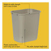 Deskside Plastic Wastebasket, 7 Gal, Plastic, Beige