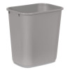 Deskside Plastic Wastebasket, 7 Gal, Plastic, Gray