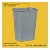 Deskside Plastic Wastebasket, 10.25 Gal, Plastic, Gray