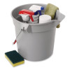 Brute Round Utility Pail, 10 Qt, Plastic, Gray, 10.5" Diameter