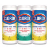 Disinfecting Wipes, 1-Ply, 7 x 8, (1) Fresh Scent/(2) Crisp Lemon, White, 35/Canister, 3 Canisters/Pack