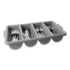 Cutlery Bin, 4 Compartments, 11.5 x 21.25 x 3.75, Plastic, Gray