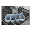 Cutlery Bin, 4 Compartments, 11.5 x 21.25 x 3.75, Plastic, Gray