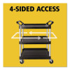 Three-Shelf Service Cart, Plastic, 3 Shelves, 200 Lb Capacity, 18.63" x 33.63" x 37.75", Black