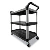 Three-Shelf Service Cart, Plastic, 3 Shelves, 200 Lb Capacity, 18.63" x 33.63" x 37.75", Black