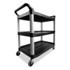 Three-Shelf Service Cart, Plastic, 3 Shelves, 200 Lb Capacity, 18.63" x 33.63" x 37.75", Black
